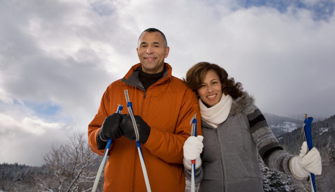 Portrait of a mature couple in the snow